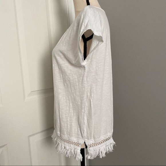 CHICO’S Woven Fringe Tassel Short Sleeve Top - Picture 6 of 10